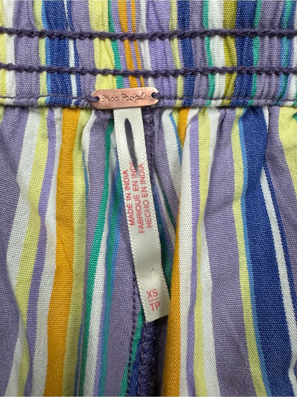 Free People Saylor Poplin Stripe Shorts Size XS Multicolor Pull On Knee Length - Picture 8 of 11